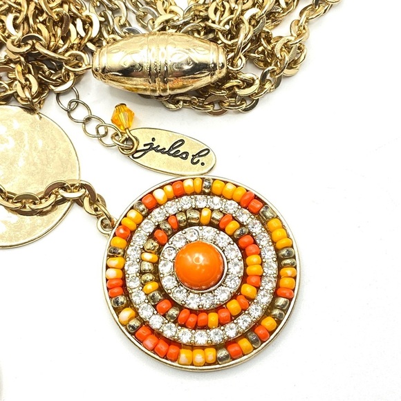 JULES C. Necklace Long Dangles Goldtone Chain - Picture 6 of 8